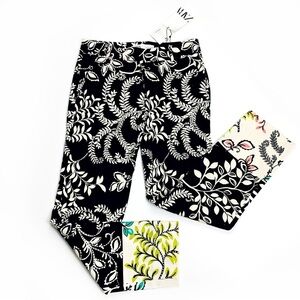 ZARA Ankle Floral Pants | Black Cream Botanical | Cotton Stretch | Size 2